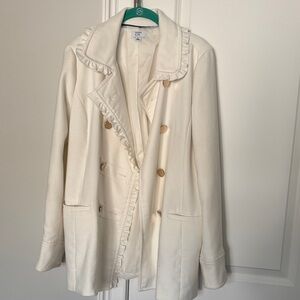 Crown & Ivy Cream Ruffled Trench Coat